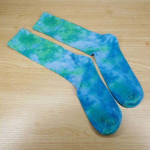 HOT SOX Mens Crew Socks Blue Green Tie Dye - Picture 2 of 3